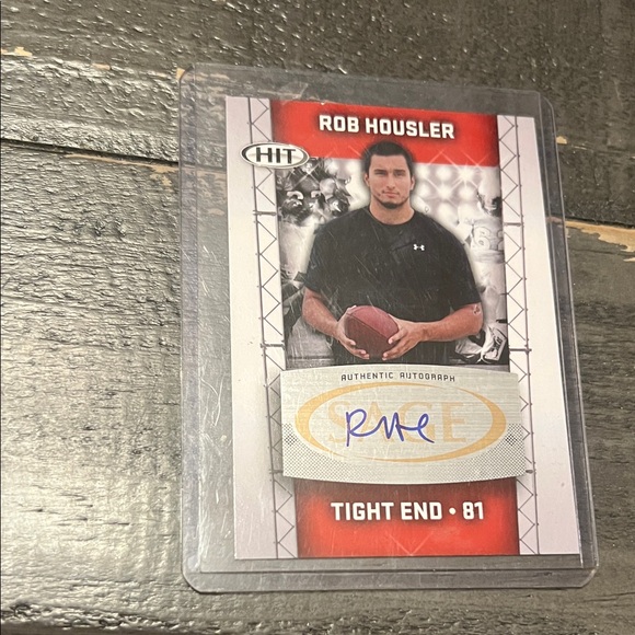 ROB HOUSLER Sage Red and White Autographed Football Card - Picture 2 of 2